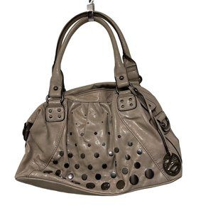 STYLE & CO Gray Beige Studded Synthetic Double Strap Zip Closure Pocket Pouches